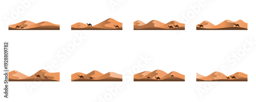 Islamic Camel in Desert illustration Set