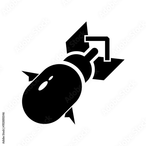 vector illustration of a black and white ballistic bomb icon