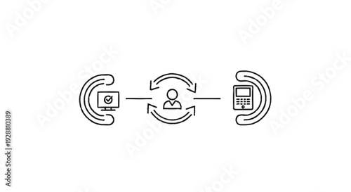 Digital communication and data exchange between devices and people.