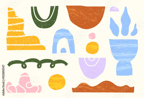 Modern Abstract Organic Shapes Collection with Grainy Texture