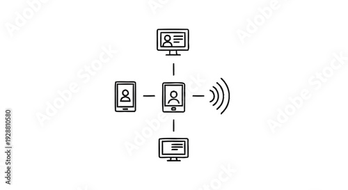 Digital connection between devices and people concept.