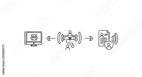Digital network connection and data security concept illustration.