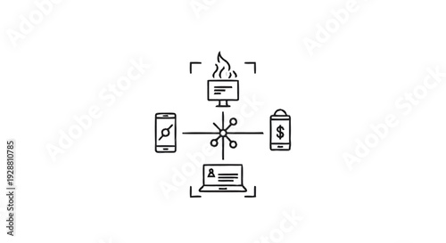 Digital network security threat and data breach concept illustration.