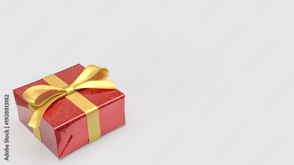 Obraz premium Luxury Red Gift Box with Gold Ribbon on White Background 3d render.
