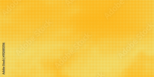 Yellow Halftone Dotted Gradient Background With Retro Comic Texture.