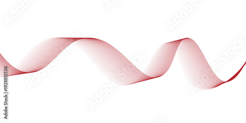 Vector abstract red background with dynamic red waves, lines and particles.