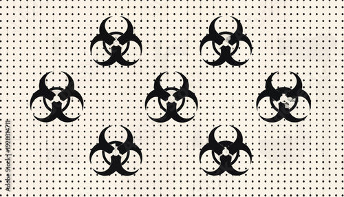 Biohazard Pattern: Black Symbols on Dotted Paper