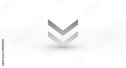 Simple geometric chevron arrow pointing down isolated on white background.