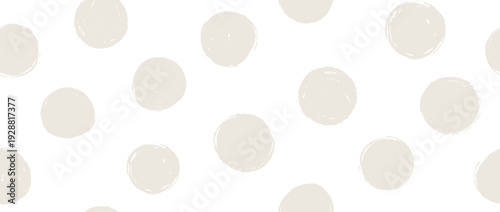 Beige birthday polka dot seamless pattern. Repeated ecru round painted confetti background. Pastel Happy dotted wallpaper for Easter wrapping paper, birthday decoration, kid bday nursery decor. Vector