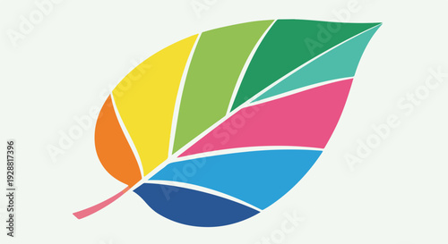 A brightly colored leaf with sections of various hues