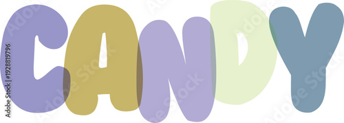 Candy text in pastel colors, sweet lettering for celebration design, confection illustration, party treat graphic, decorative typography