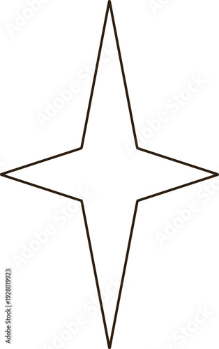 Minimalist Black Line Four Pointed Star Sparkle Icon for Decoration