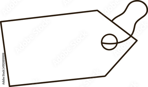 Minimalist Black Line Price Tag Icon with String for Shopping and Sales