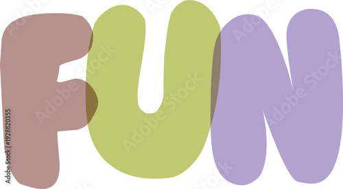 Fun word art with rounded transparent bubble letters in earthy tones on checkered background illustration