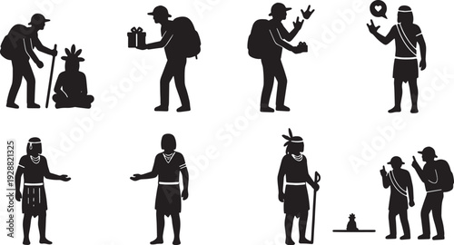 Explorer in a First Contact Scenario Silhouettes Set of Six