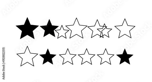 Rating stars illustration with filled and empty shapes.