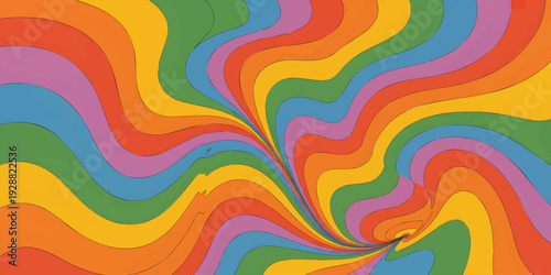60s Psychedelic Rainbow Swirls and Wavy Lines