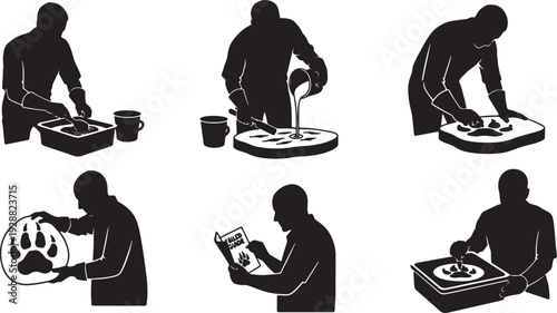 Explorer Making an Animal Track Cast Silhouettes Set of Six