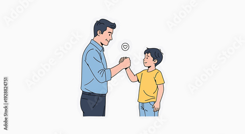 Vector illustration of a man and a boy bumping fists