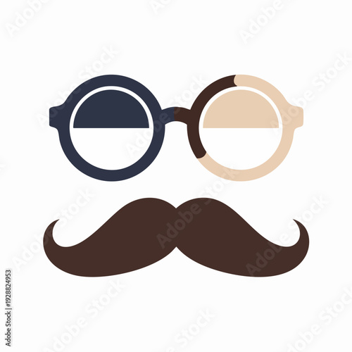 hipster glasses and mustache icon.