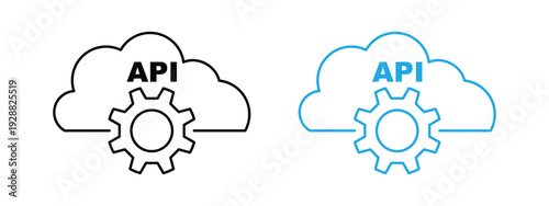 Cloud API gear icon vector illustration.