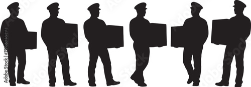 Black Solid Captain Carrying Large Box Set of Six