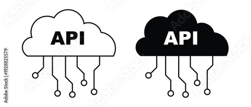 Cloud application programming interface API connection technology icon for software integration and data communication vector illustration.