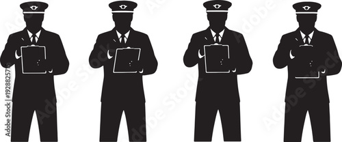 Black Solid Captain Presenting Showing Way Set of Six