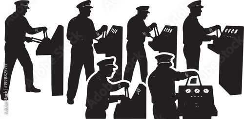 Black Solid Captain Pulling Lever Throttle Set of Six