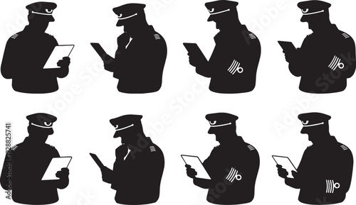 Black Solid Captain Reading Digital Tablet Set of Six