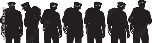 Black Solid Captain Rope Coil Shoulder Set of Six