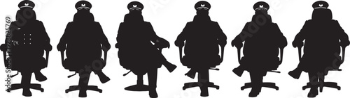 Black Solid Captain Sitting In Bridge Chair Set of Six