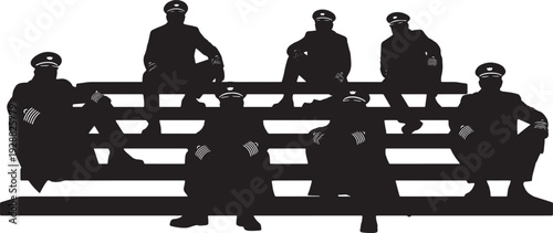 Black Solid Captain Sitting On Steps Set of Six
