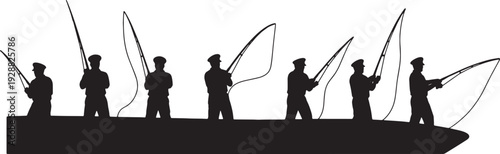 Black Solid Captain Sitting On Bollard Set of Six