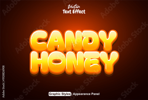 candy honey text effect with brown background 3d style