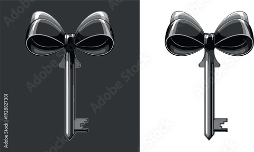  shiny metallic key adorned with an elegant bow