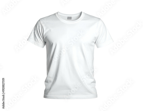 Clean, crisp white t-shirt with short sleeves on a black background