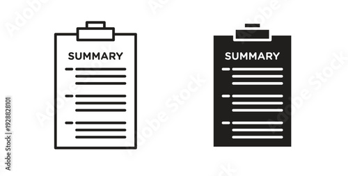 Summary icon Thin Collection. Editable Stroke. Suitable for Websites