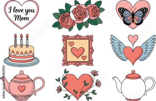 Mother's day bouquet. happy mother's day text above