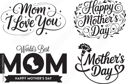 Mother's day sticker set. celebration elements for holiday
