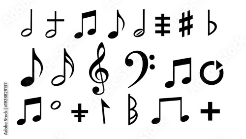 Set of 13 music notes and symbols vector