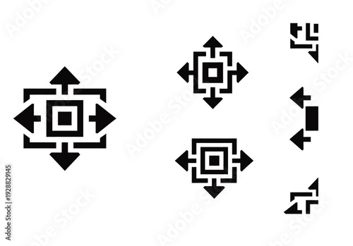 Set of 5 geometric arrow icons vector