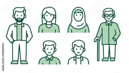 Set of 6 diverse people icons vector