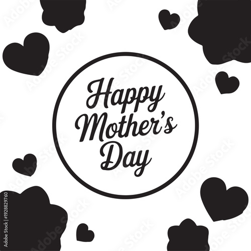 Happy mothers day greeting card with hearts and decorative elements
