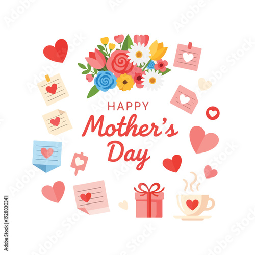 A colorful, cheerful illustration for a celebration of maternal figures