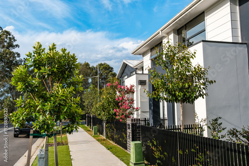 Residents and visitors experience suburban street life and community spaces in Oran Park Town, NSW, Australia, February 5, 2026