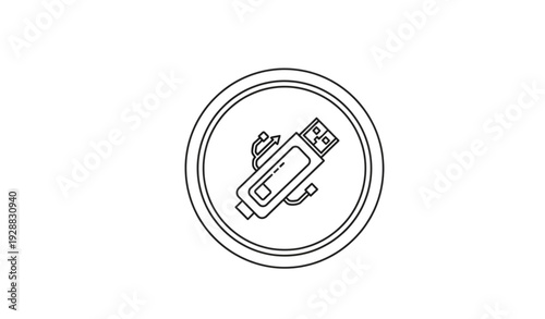 A minimalist vector graphic of a USB flash drive icon