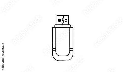A minimalist line art illustration of a USB flash drive