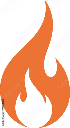 Fiery Orange Flame Icon Symbolizing Heat, Energy, and Passion