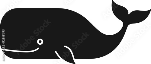 Minimalist whale silhouette with curved body and raised tail, cartoon style vector illustration, abstract marine life and decorative design concept
